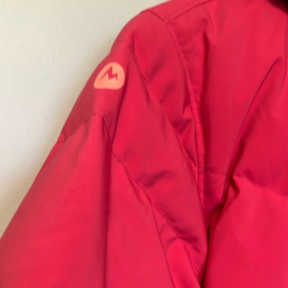 Marmot Kids Vibrant Red and Peach Coral Puffer Jacket - Picture 3 of 9